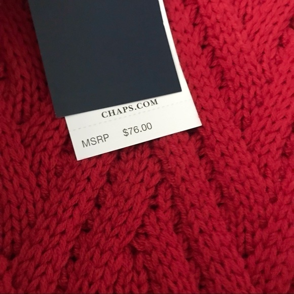 New! Chaps Cable Knit Mockneck Red Holiday Sweater Plus Size 0X - Picture 10 of 13